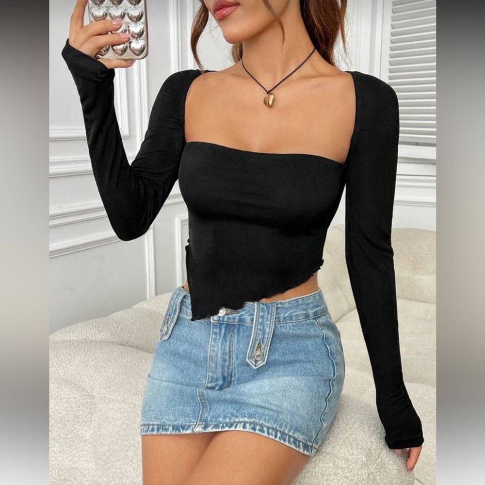 SHEIN Asymmetrical Long Sleeve Top